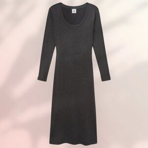 CAbi Any Day Long Sleeve Ribbed Knit Midi Dress Women’s S (4/6) Charcoal Gray